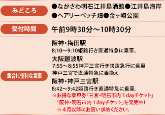 みどころ、受付時間、集合に便利な電車