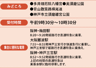 みどころ、受付時間、集合に便利な電車