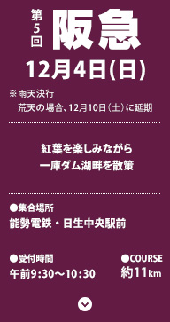 11/6 阪急　紅葉を楽しみながら一庫ダム湖畔を散策